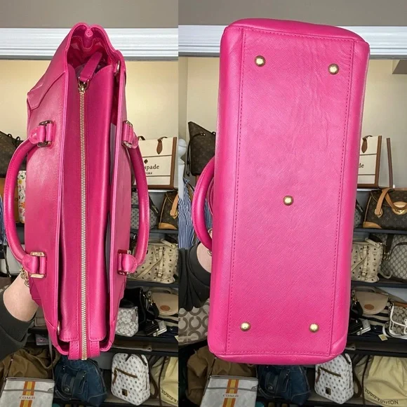 MCM Pink Saffiano Leather Structured Tote Satchel COA Included - Picture 7 of 10